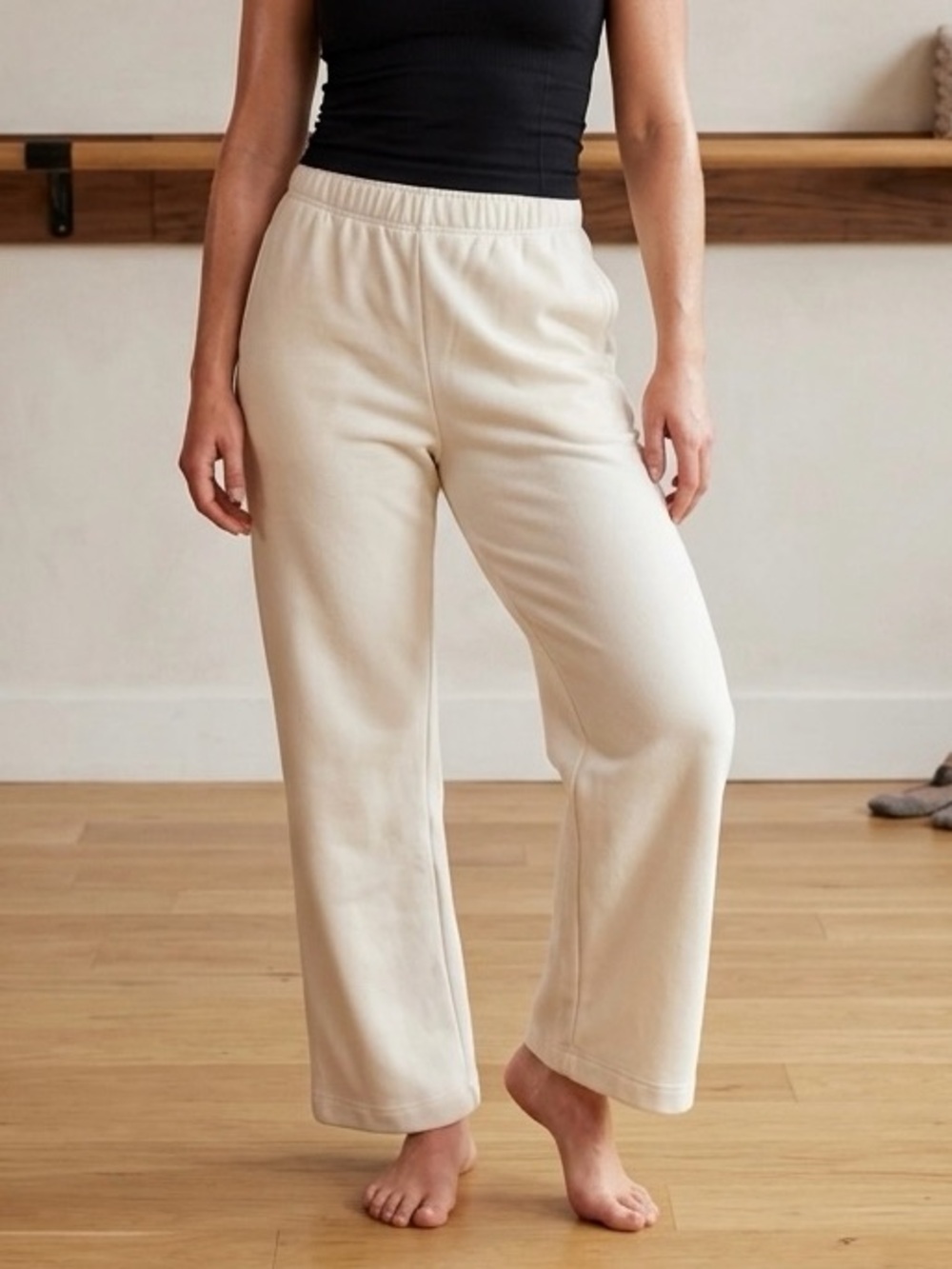 Zella Cream Wide Leg Drawstring Sweatpants